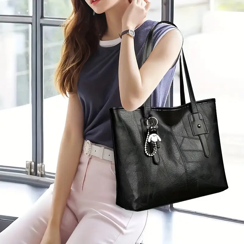 Stylish Vintage-Inspired Large Capacity Tote Bag - Fashionable Red Shoulder Bag with Zipper Closure, Perfect for Everyday Use