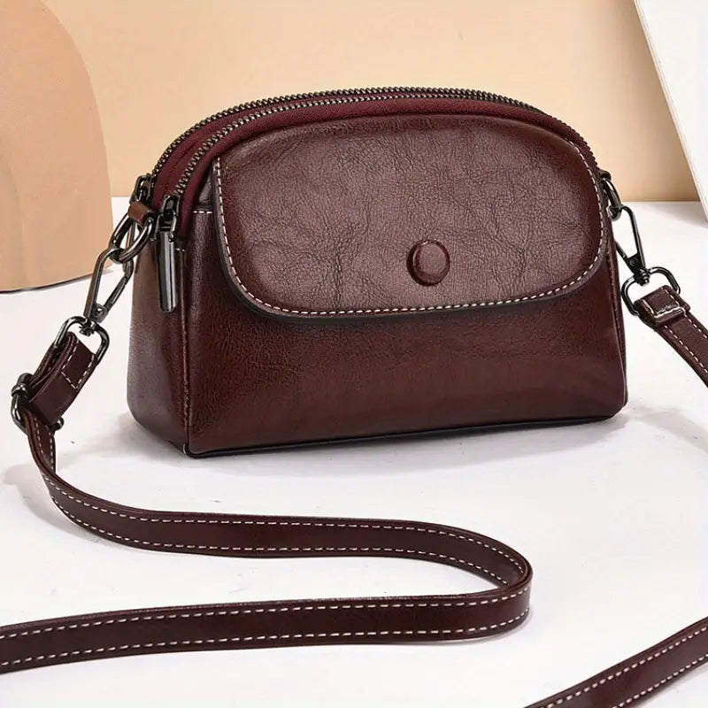 Elegant Women’s Crossbody Bag with Detachable Strap & Zipper Closure