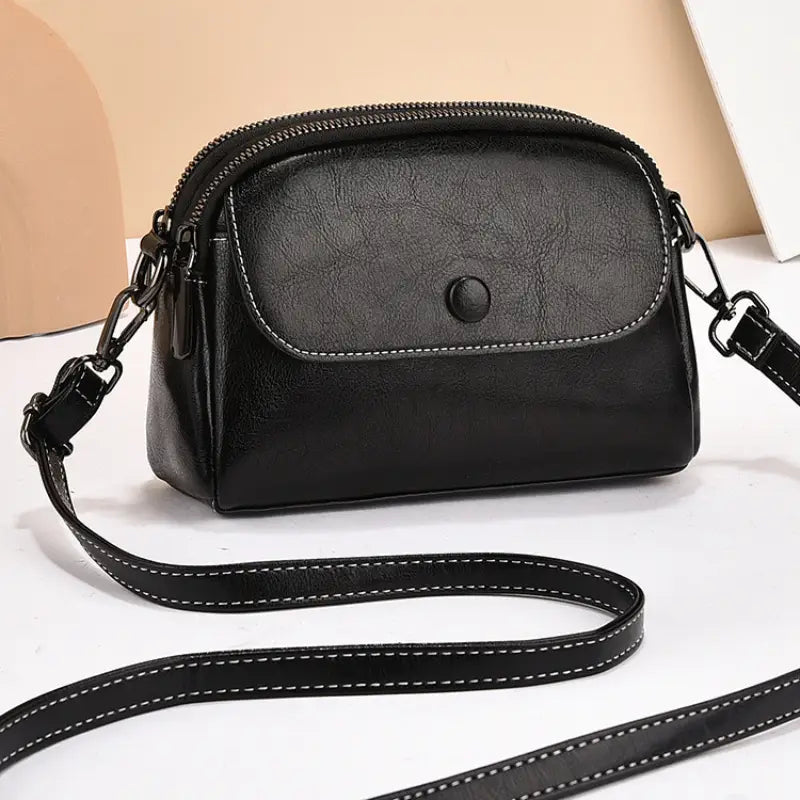Elegant Women’s Crossbody Bag with Detachable Strap & Zipper Closure