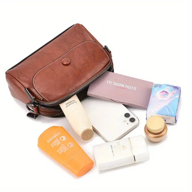 Elegant Women’s Crossbody Bag with Detachable Strap & Zipper Closure