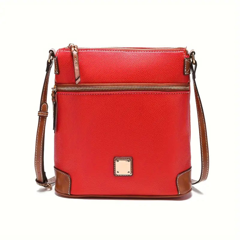 Retro Messenger Bag For Women, Simple Vegan Leather Purse, Classic Style Shoulder Bag