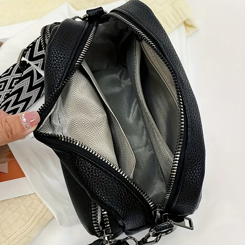 Stylish Casual Women's Fashion Shoulder Bag, Solid Color Crossbody Purse with Adjustable Geometric Strap