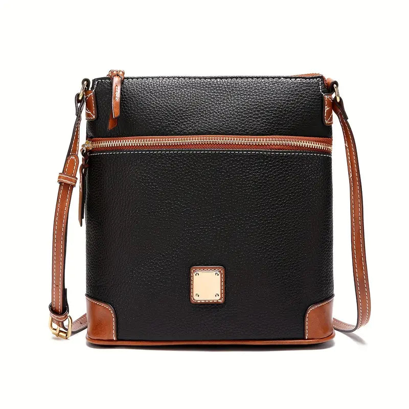 Retro Messenger Bag For Women, Simple Vegan Leather Purse, Classic Style Shoulder Bag