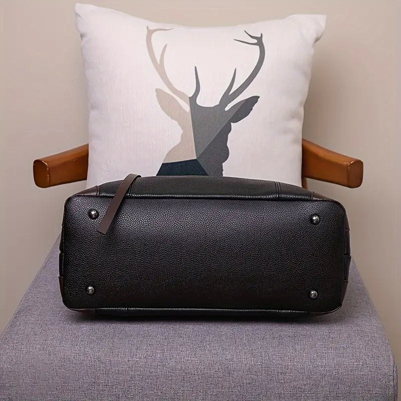 Large Elegant Women's Tote Bag | Detachable Strap, Zipper Closure, Smooth Finish | Everyday Use, Minimalist Shoulder Bag, Sleek Appearance