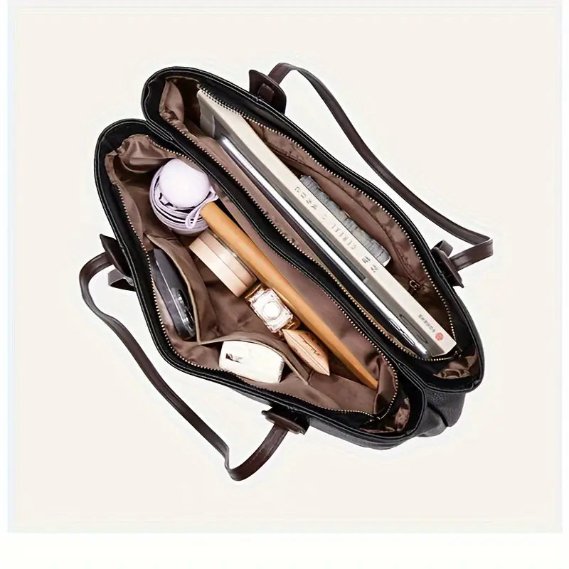 Large Elegant Women's Tote Bag | Detachable Strap, Zipper Closure, Smooth Finish | Everyday Use, Minimalist Shoulder Bag, Sleek Appearance