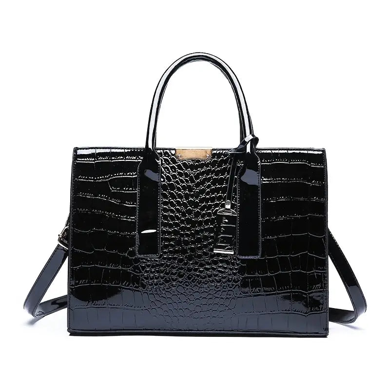 Women's Trendy Crocodile Pattern Handbag, European Style Shoulder Crossbody Handbag with Large Capacity, Perfect for Travel Gifts