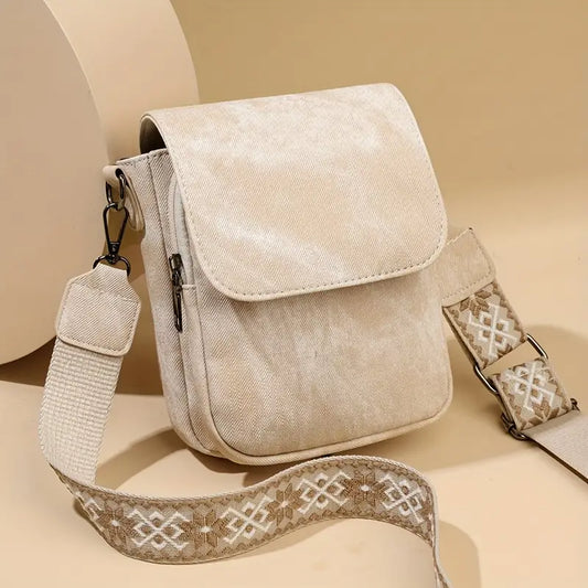 Women'S Crossbody Bag - Detachable Shoulder Strap, Zipper Closure, Solid Color Design, Polyester Lined, Edge Painted, Perfect for Casual or Formal Occasions, Crossbody Purse, Versatile and Elegant Fashion Accessory