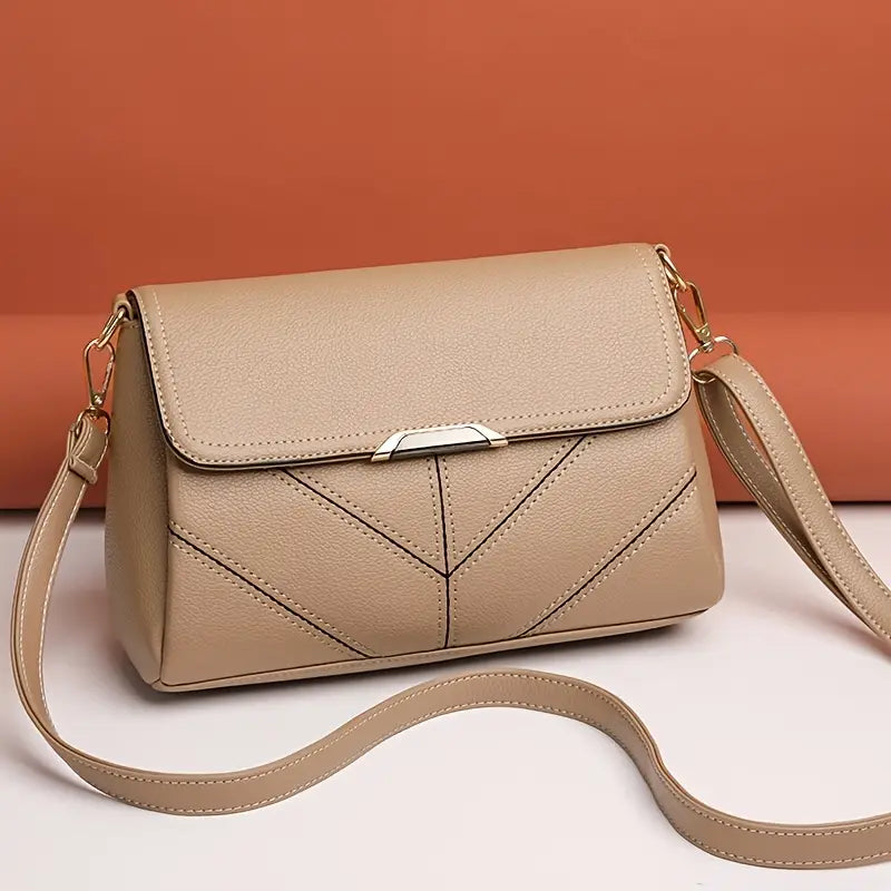 Elegant Women's Crossbody Bag – Lightweight Solid Color Handbag with Removable Strap, Zipper Closure & Premium Finish