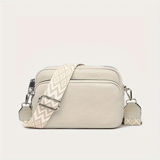 Stylish Casual Women's Fashion Shoulder Bag, Solid Color Crossbody Purse with Adjustable Geometric Strap