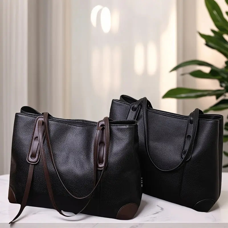 Large Elegant Women's Tote Bag | Detachable Strap, Zipper Closure, Smooth Finish | Everyday Use, Minimalist Shoulder Bag, Sleek Appearance