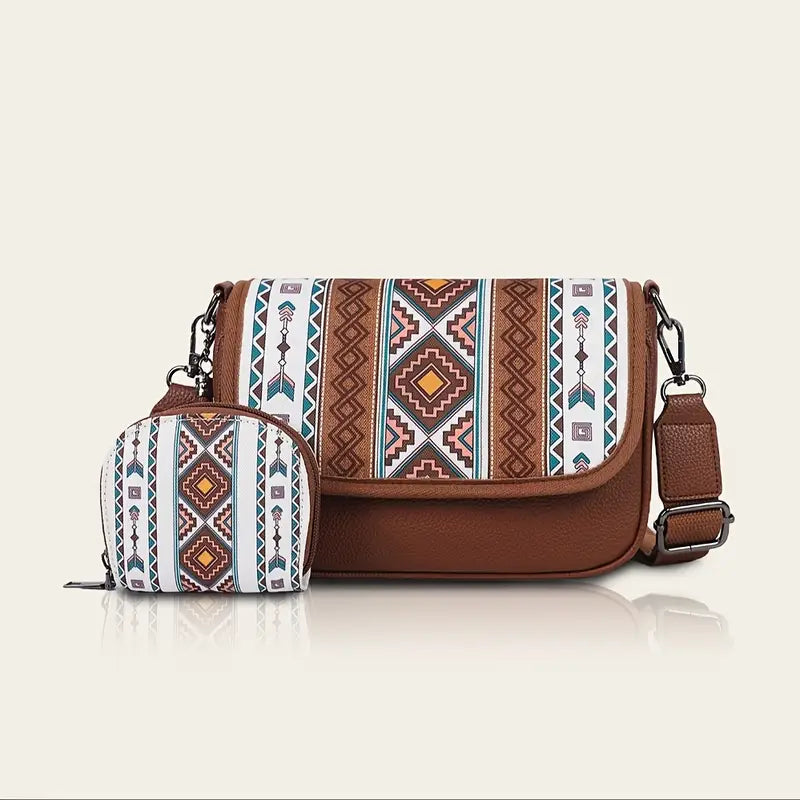 Premium Bohemian Crossbody Bag for Women – Elegant Ethnic-Style Shoulder Bag with Matching Card Holder