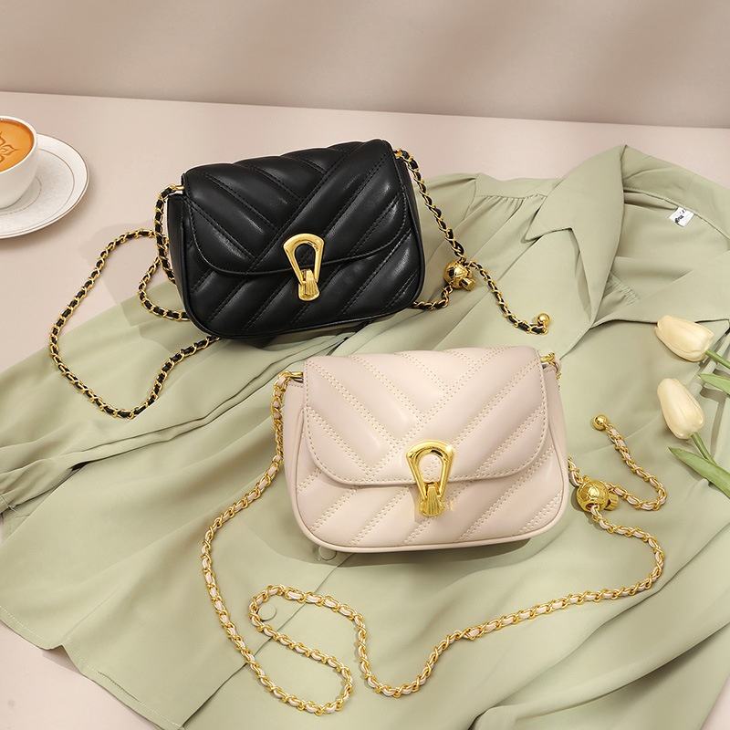 Stylish Black Quilted Crossbody Bag for Women - Classic Flap Shoulder Purse with Golden-Tone Clasp, Synthetic Leather, Elegant Handbag | Stylish Women's Handbag