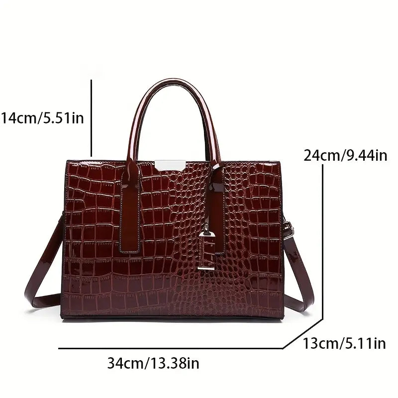 Women's Trendy Crocodile Pattern Handbag, European Style Shoulder Crossbody Handbag with Large Capacity, Perfect for Travel Gifts