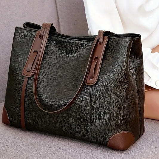 Large Elegant Women's Tote Bag | Detachable Strap, Zipper Closure, Smooth Finish | Everyday Use, Minimalist Shoulder Bag, Sleek Appearance