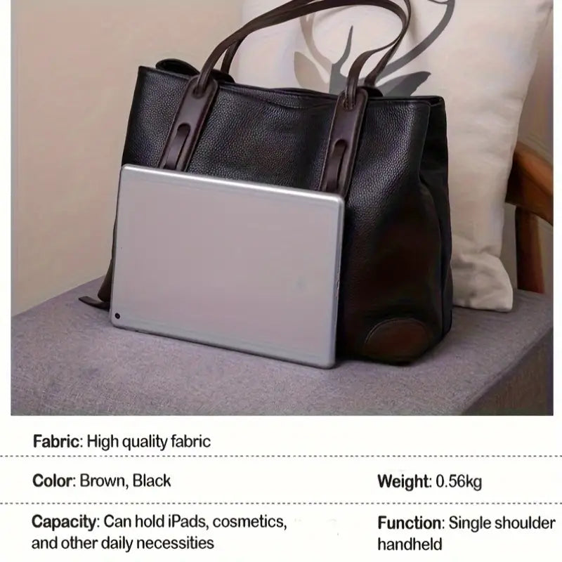 Large Elegant Women's Tote Bag | Detachable Strap, Zipper Closure, Smooth Finish | Everyday Use, Minimalist Shoulder Bag, Sleek Appearance