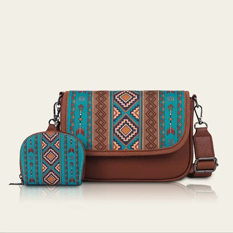 Premium Bohemian Crossbody Bag for Women – Elegant Ethnic-Style Shoulder Bag with Matching Card Holder