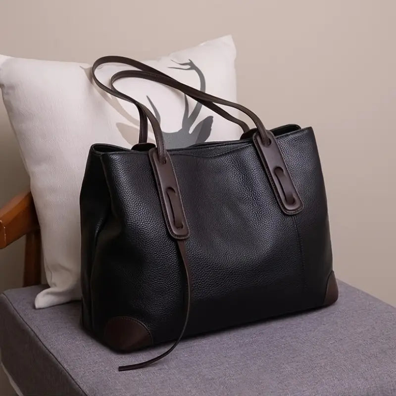 Large Elegant Women's Tote Bag | Detachable Strap, Zipper Closure, Smooth Finish | Everyday Use, Minimalist Shoulder Bag, Sleek Appearance
