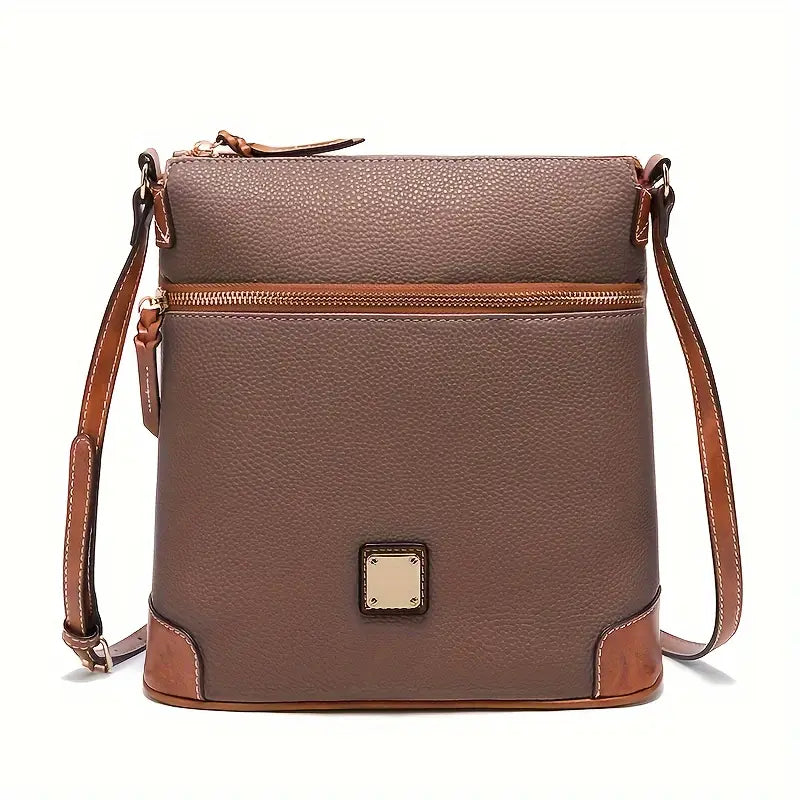 Retro Messenger Bag For Women, Simple Vegan Leather Purse, Classic Style Shoulder Bag