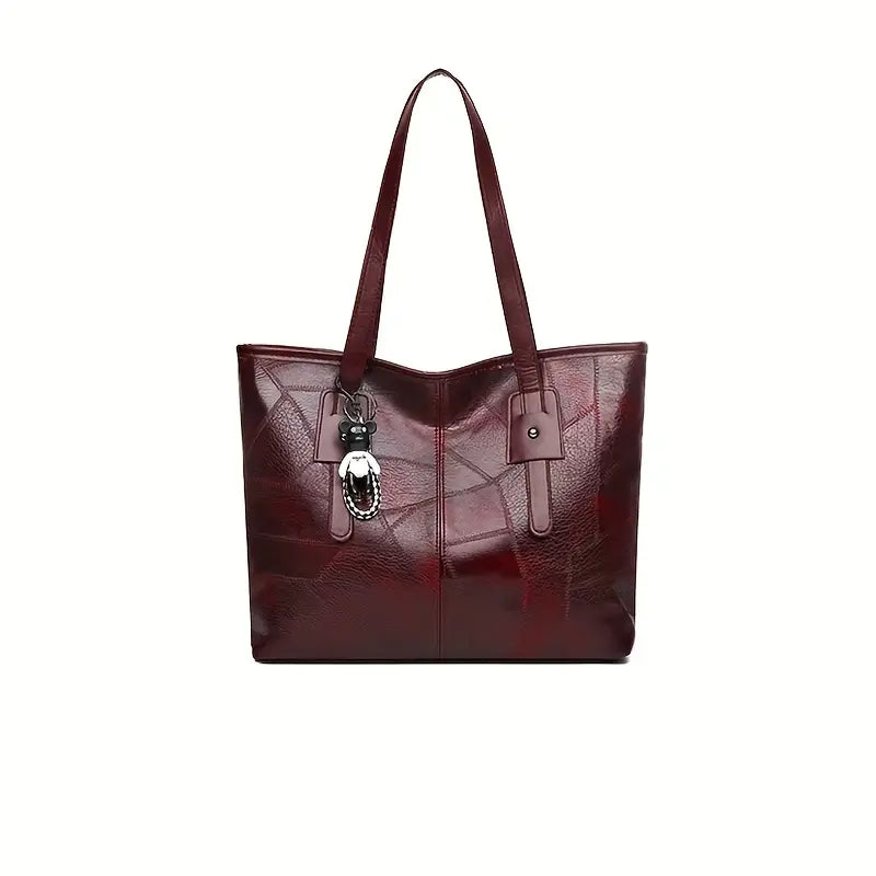 Stylish Vintage-Inspired Large Capacity Tote Bag - Fashionable Red Shoulder Bag with Zipper Closure, Perfect for Everyday Use
