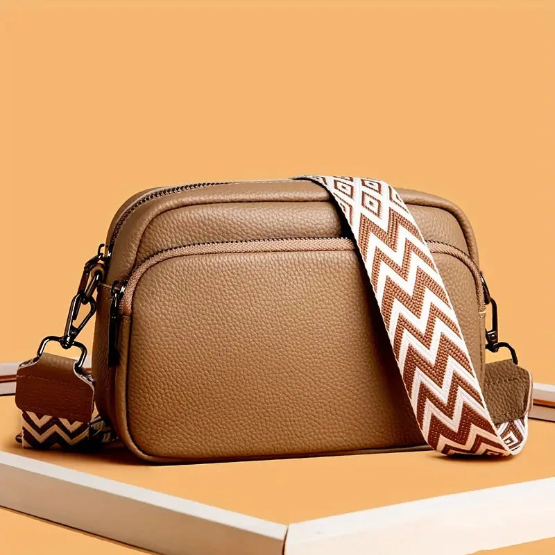 Stylish Casual Women's Fashion Shoulder Bag, Solid Color Crossbody Purse with Adjustable Geometric Strap