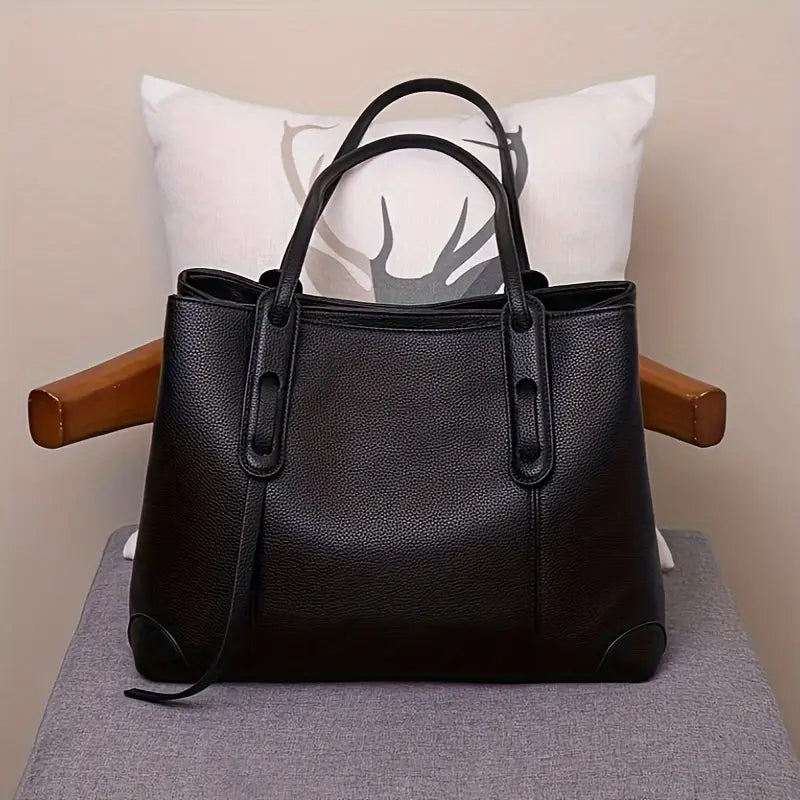 Large Elegant Women's Tote Bag | Detachable Strap, Zipper Closure, Smooth Finish | Everyday Use, Minimalist Shoulder Bag, Sleek Appearance